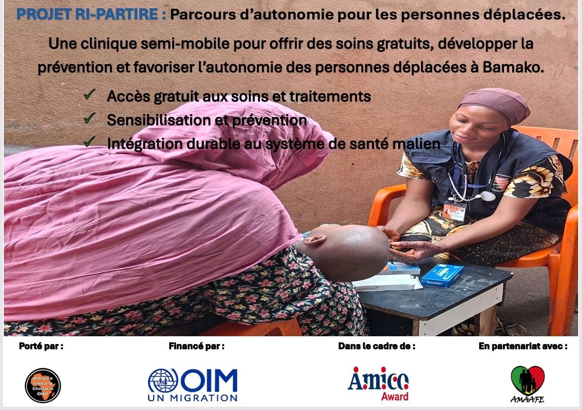 Affiche — Projet RI-PARTIRE — Santé mobile pour les déplacés